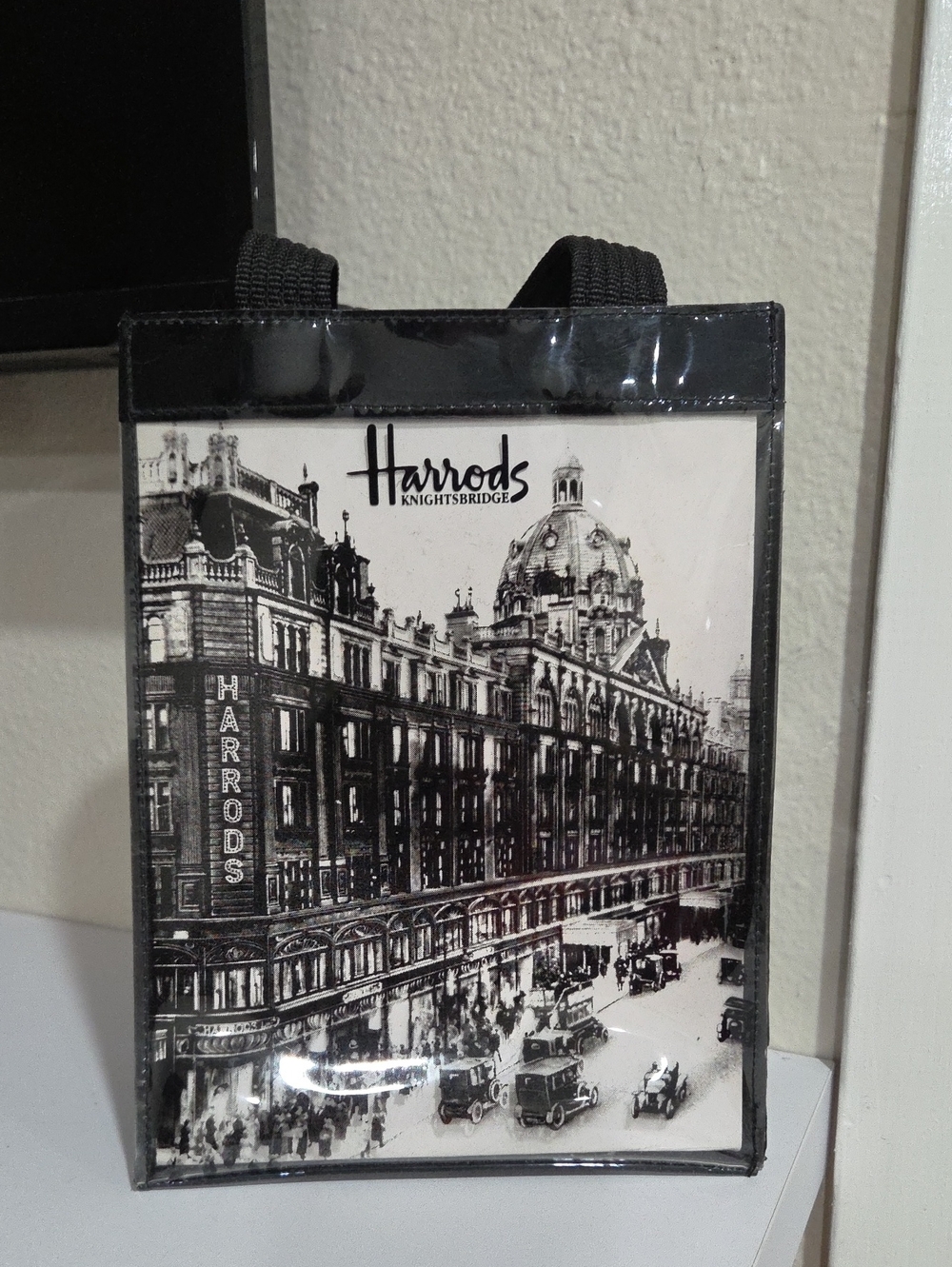 Harrods Black & White Knightsbridge Graphic Messenger Bag